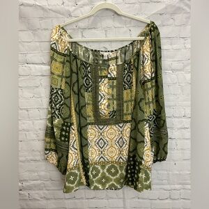 Bohemian Green and Yellow Women's Top (TO35)